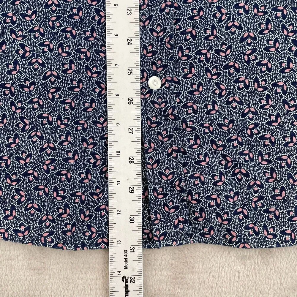 J Crew‎ Shirt Men Large Blue Floral AOP Slim Fit Long Sleeve Casual Preppy